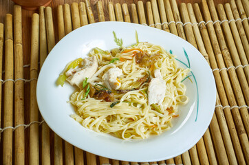 Kolkata style egg chicken chow mein