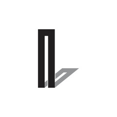 n letter with shadow or L letter logo design vector