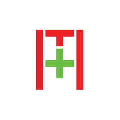 Fototapeta premium MT letter with plus logo design vector