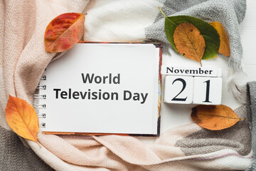 World Television Day of autumn month calendar November