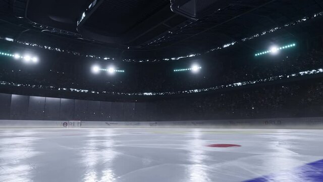 hockey arena with animated funs 3d video render. 
