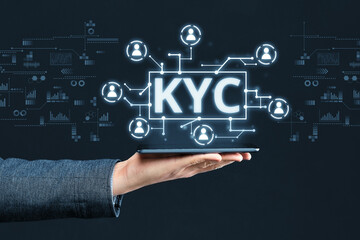 Abstract digital display with concept image KYC