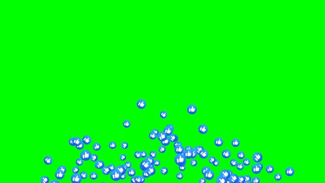2d animation thumb icon explosion on green screen background