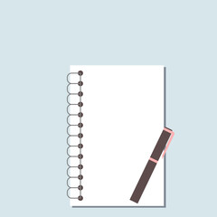 Illustrator vector of blank paper notebook with pen