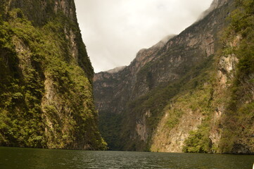 The steep and beautiful Sumidero Canyon in Chiapas, Mexico