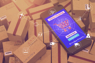 Concept of International freight or shipping service for online shopping or e-commerce concept....