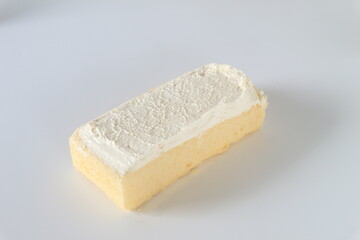 Milk Cake Saffron on white background.