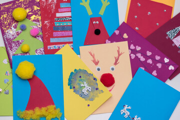 unique creative colorful christmas cards made by children