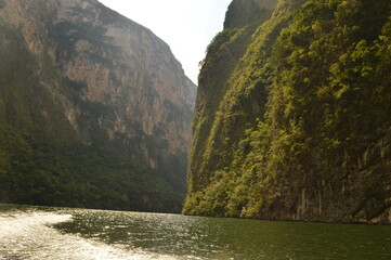 The steep and beautiful Sumidero Canyon in Chiapas, Mexico