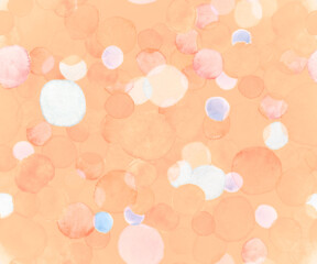Seamless Circle Textile. Orange Watercolour Dots 