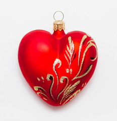 red Christmas heart, isolated on white background