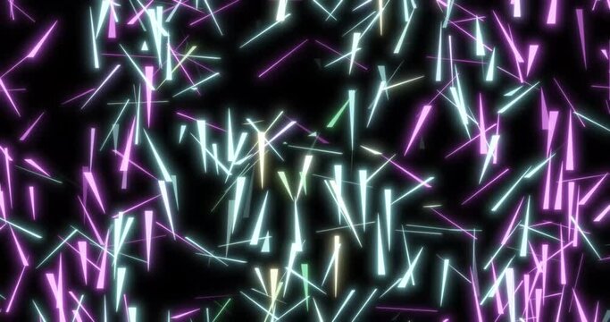 glowing lines of gray, white and pink colors chaotically move against a dark background