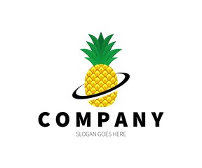 Pineapple Planet, Space Logo Concept. Vector Design Illustration. Symbol and Icon Vector Template.