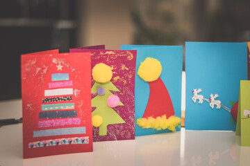 unique creative colorful christmas cards made by children