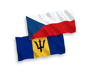 Flags of Czech Republic and Barbados on a white background