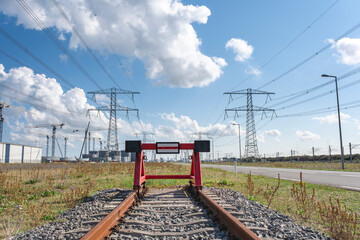 red railroad buffer end to destination in the europoort holland near rotterdam