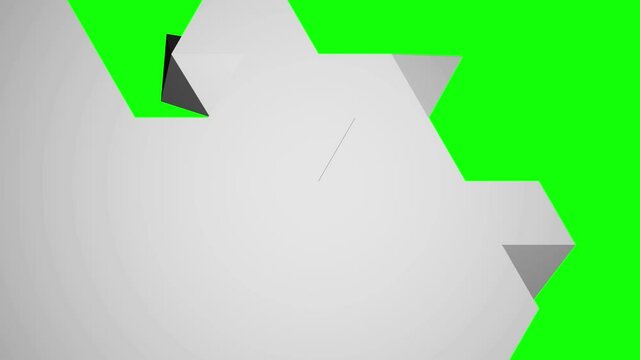 triangle paper origami folding transition from full green to white screen background