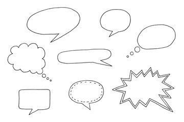 Cartoon bubbles - speech and thought set. Hand-drawn comic doodle speech bubbles