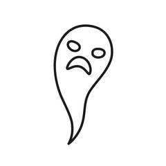 Contour Ghost hovering in the air, an element for your Halloween design. Vector illustration, in the style of doodles.