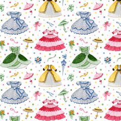 Pattern with fancy dresses.