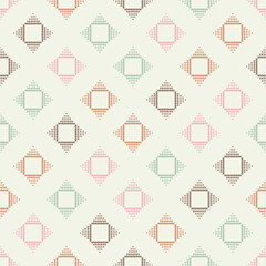 Geometric shapes from points. Digital ornament. Halftone. Seamless pattern. Vector illustration for web design or print.
