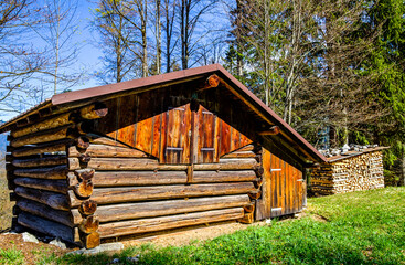 hut at the european alps