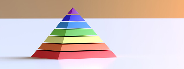 Pyramid with levels of different colors. Maslow's hierarchy