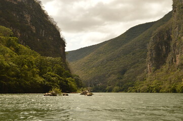 The dramatic and deep Sumidero Canyon in Chiapas, Mexico