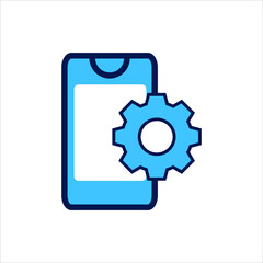 setting icon. setting with smartphone symbol. Vector illustration, vector icon concept.