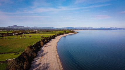 Fototapeta premium Llanbedrog beach landscape by drone