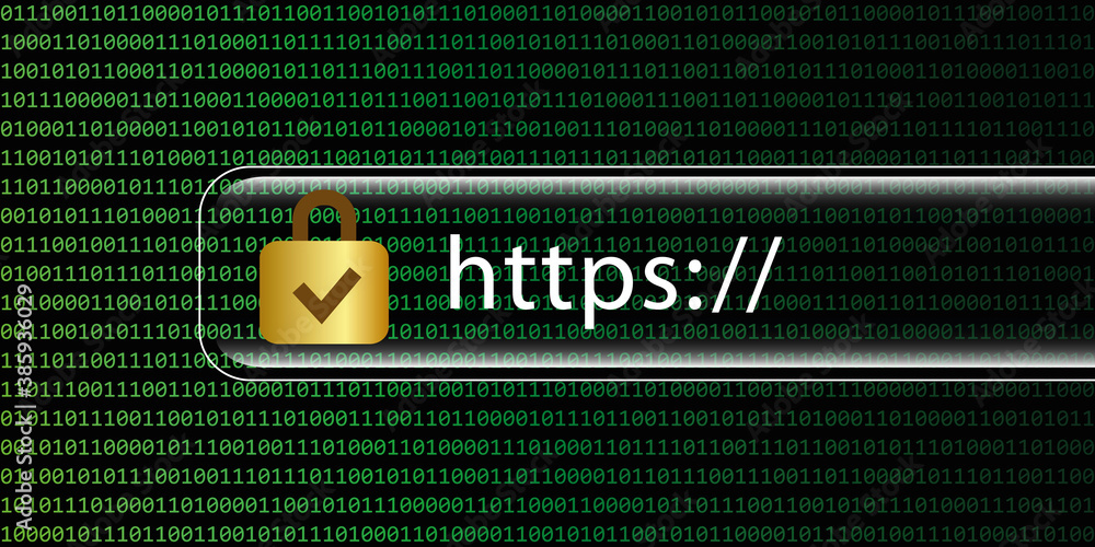 Poster https safe web digital binary code background vector illustration eps10