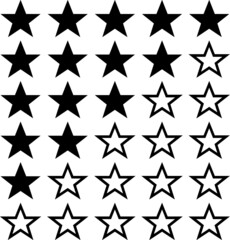 Vector illustration of the star review rating stars