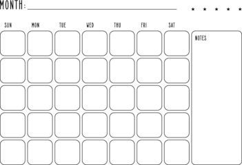 Vector illustration of the monthly calendar