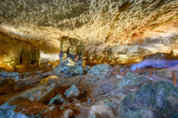 Hang Sung Sot Cave or Surprise Cave in Halong bay, Vietnam.
