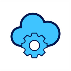 setting icon. setting with cloud symbol. Concept of cloud computing setting . Vector illustration, vector icon concept.