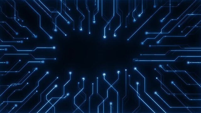 Abstract Cyber Technology Chipset Motherboard Background Animation/ 4k animation of an abstract computer motherboard chipset technology background with glowing autofill reveal effect