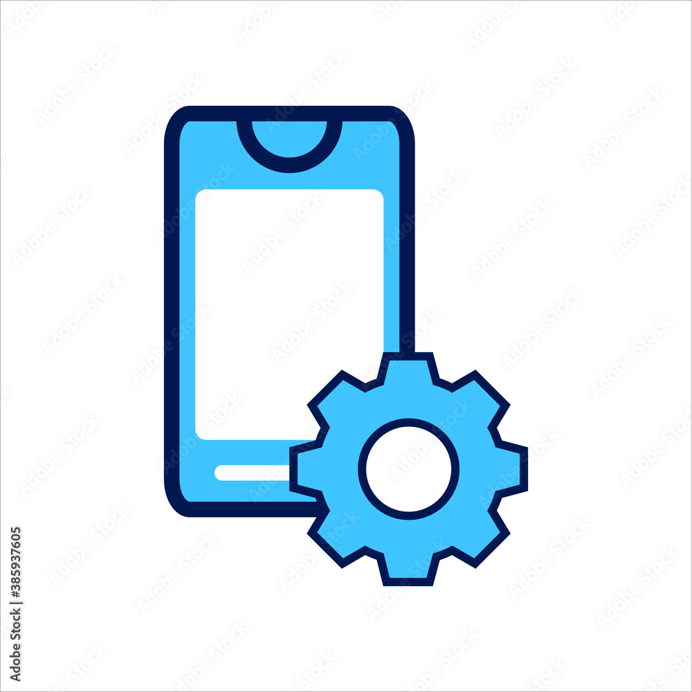 Poster setting icon. setting with smartphone symbol. vector illustration, vector icon concept.