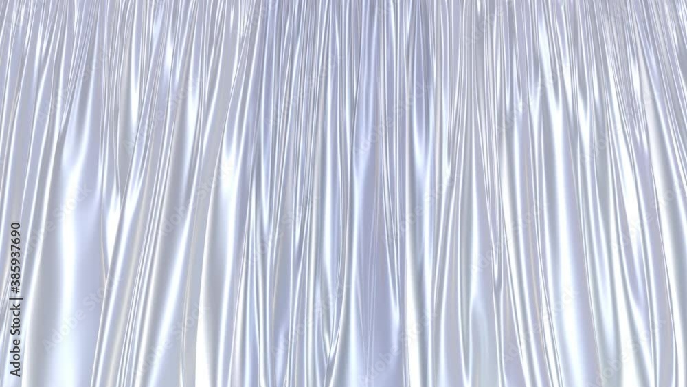 Poster realistic 3d animation of the pearly white glossy transparent window curtains opening rendered as pn