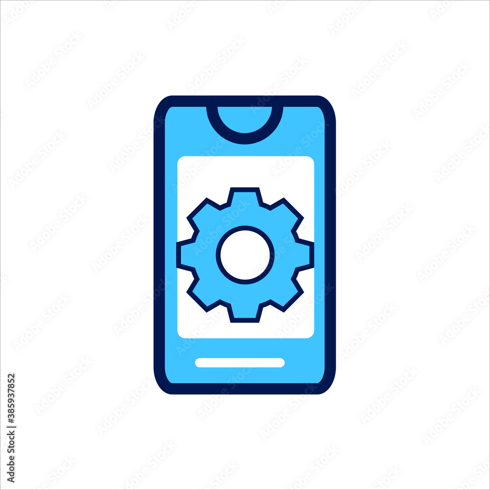 Poster setting icon. setting with smartphone symbol. vector illustration, vector icon concept.