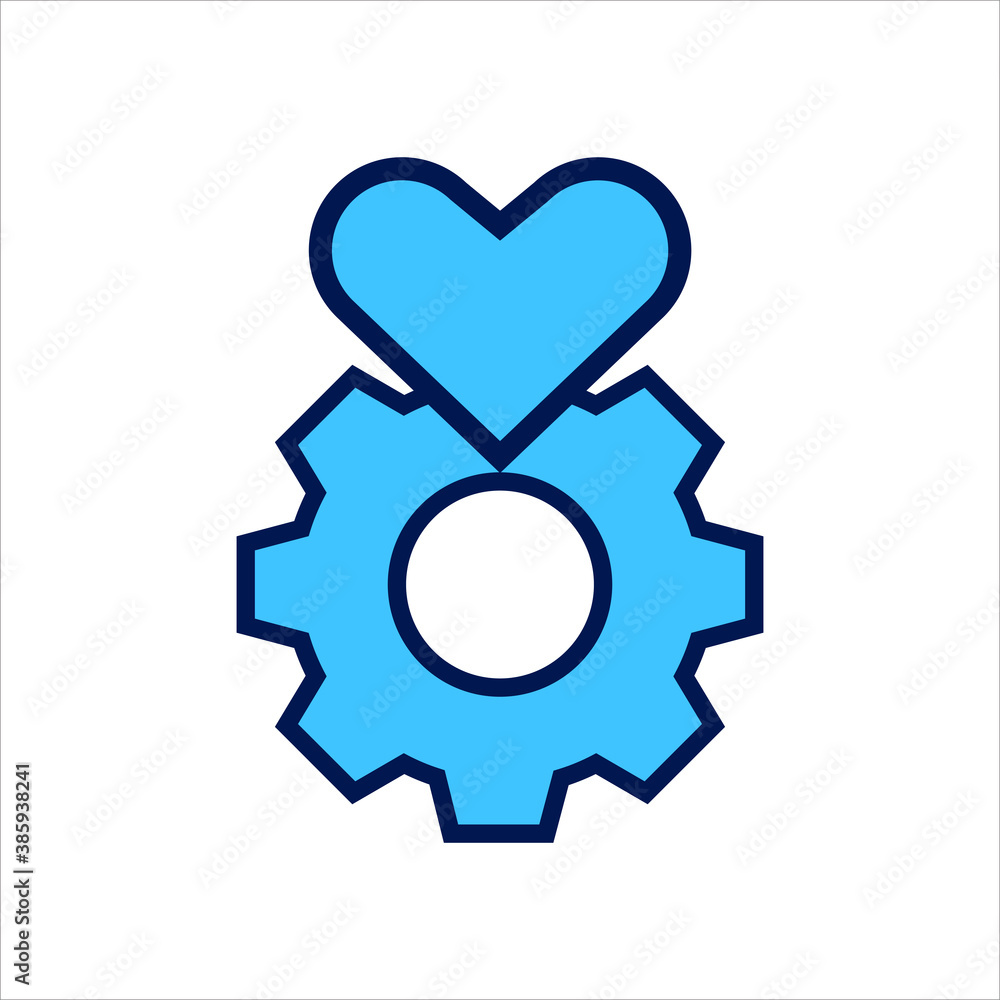 Poster setting icon. setting with heart love symbol. concept of health setting . vector illustration, vecto