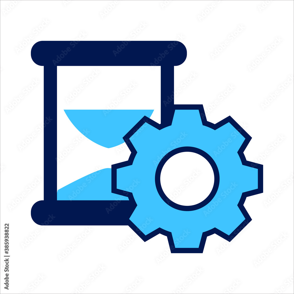 Poster setting icon. setting with sandgalss symbol. concept of time management . vector illustration, vecto