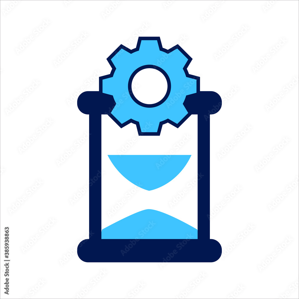 Poster setting icon. setting with sandgalss symbol. concept of time management . vector illustration, vecto