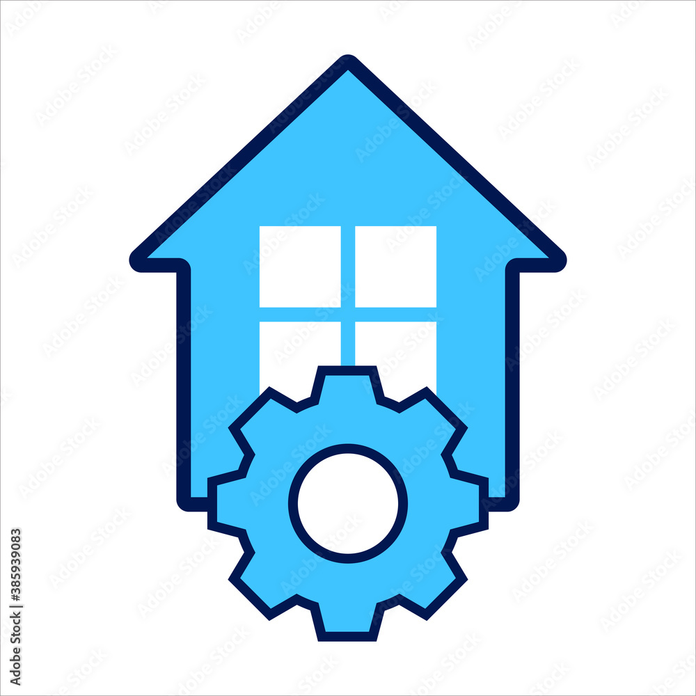 Poster setting icon. setting with house symbol. concept of smart house . vector illustration, vector icon c