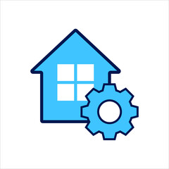 setting icon. setting with house symbol. Concept of smart house  . Vector illustration, vector icon concept.