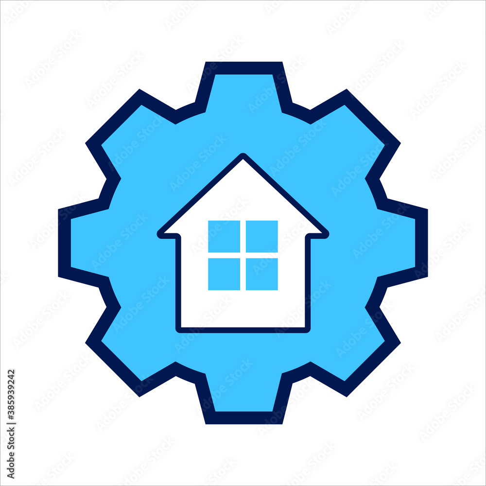 Poster setting icon. setting with house symbol. concept of smart house . vector illustration, vector icon c