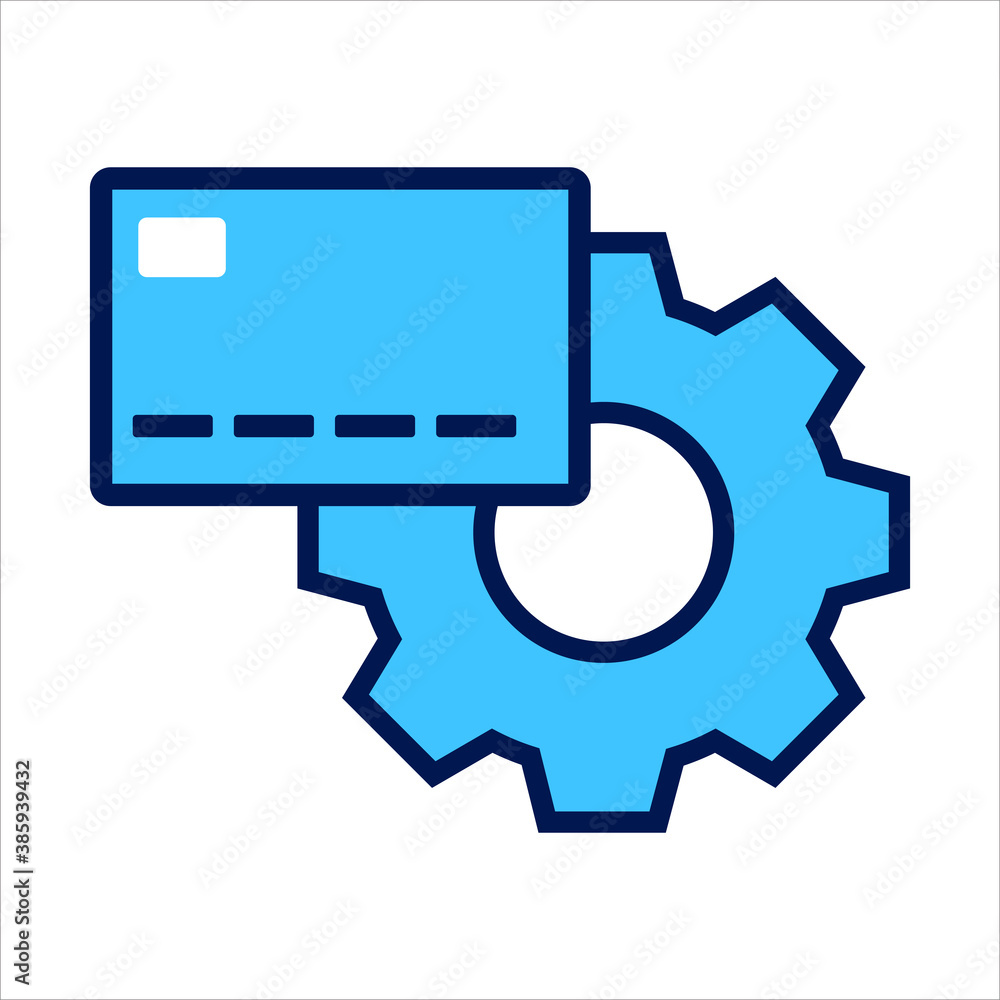 Aufkleber setting icon. setting with credit card symbol. concept of financial setting . vector illustration, v