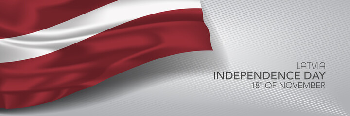 Naklejka premium Latvia independence day vector banner, greeting card.