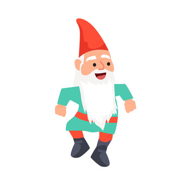cute gnome dancing character flat vector illustration