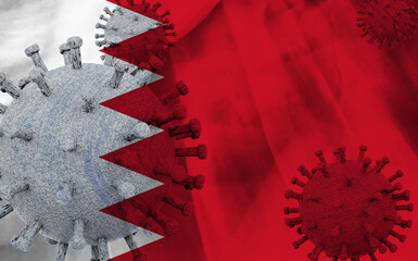 Flag of Bahrain with COVID-19 coronavirus. 3D Illustration