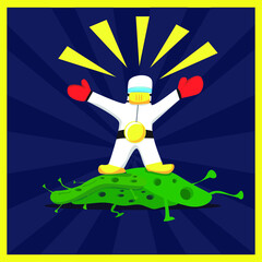 Illustration of Doctor Has Beaten Up Viruses Spread, Doctor Win The Fighting With Viruses